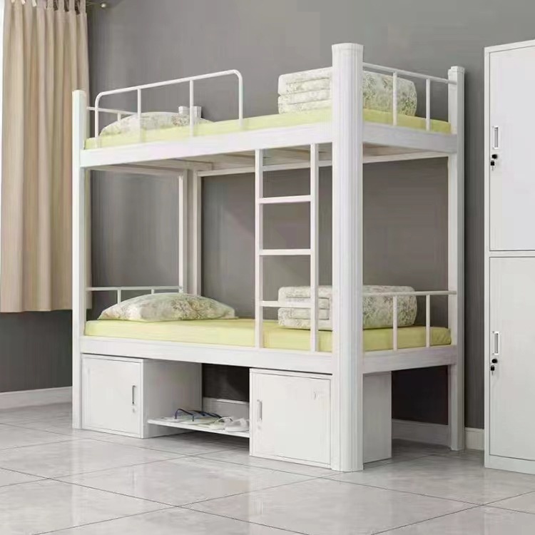 Customized Upper Lower Bunk Iron Frame Bed Student Dormitory Double