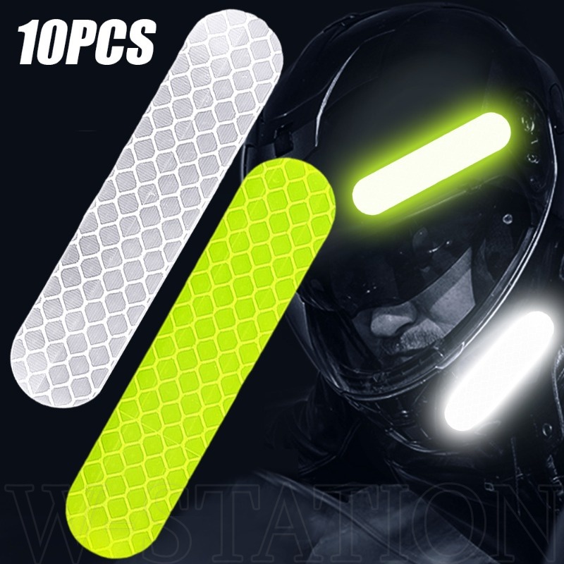 10Pcs High Quality Helmet Warning Reflective Sticker / Night Highlight ...