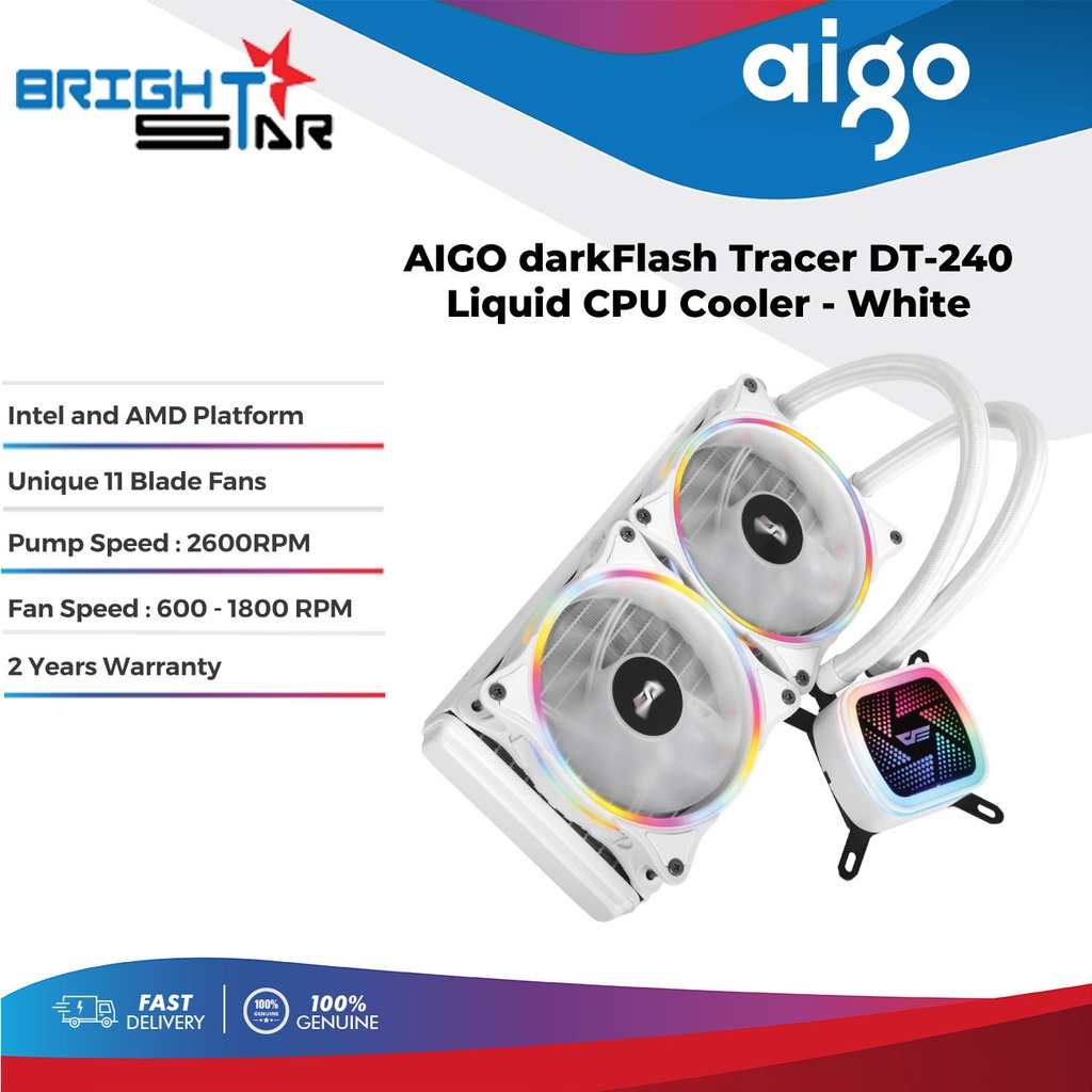 Aigo Darkflash Tracer Dt 240 240mm Aio Rgb Cpu Liquid Cooler White Shopee Malaysia 0437