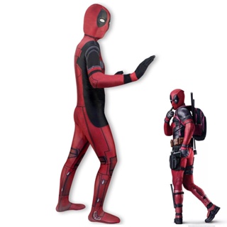 Deadpool Cosplay Costume For Adult, Jumpsuit Mask Sword X-back Belt Outfit  Set For Halloween Party Dress Up