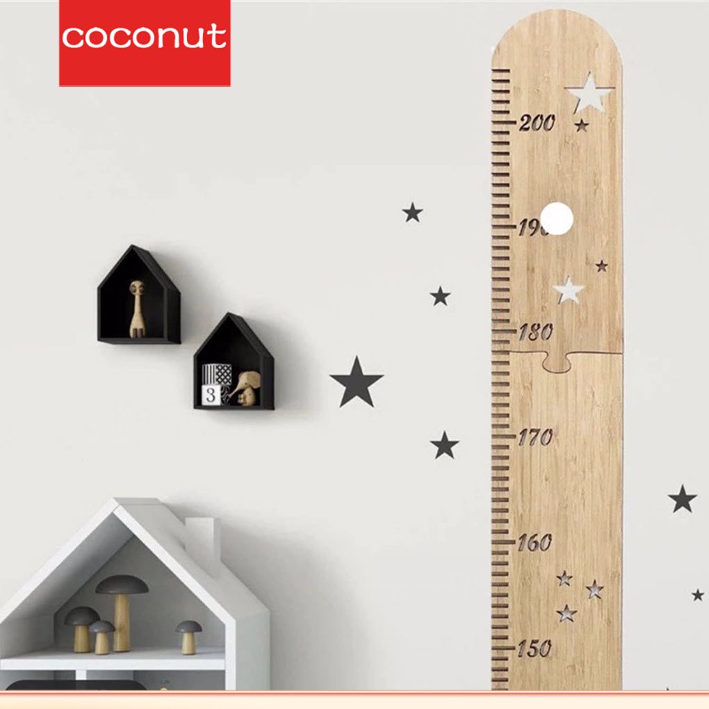 【COCO】Bamboo Wood Yellow Kids Height Growth Chart Ruler Wood Clear ...