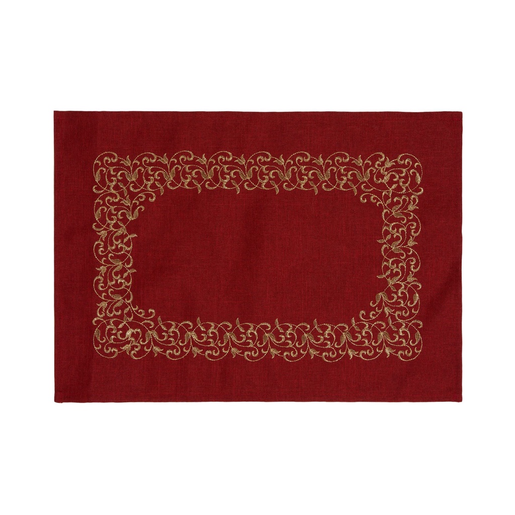 Lace & Embroidery Royal Embroidery Red Placemat/Table Mats 35x50cm (Red