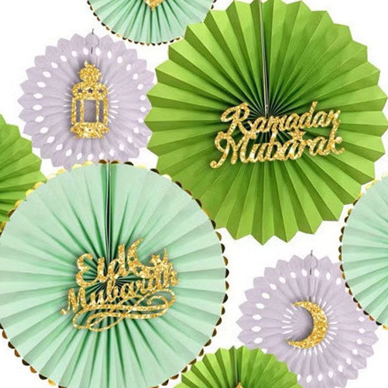 8Pcs/Set Paper Fan Flower Set Backdrop Raya Hari Raya Decoration 2026 ...