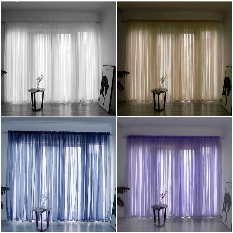 100*270cm Modern Langsir Curtain White Sheer Kitchen Curtain Valances ...