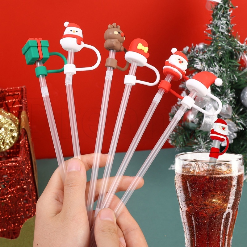 Reusable Airtight Drinking Dust Cap / Detachable Santa Claus Straw Cup ...