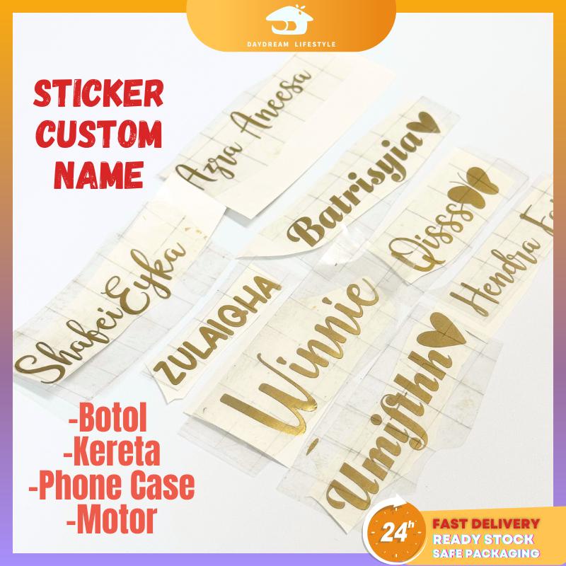 DAYDREAM Custom Name Label Vinyl Sticker Customize Nama Botol Air ...