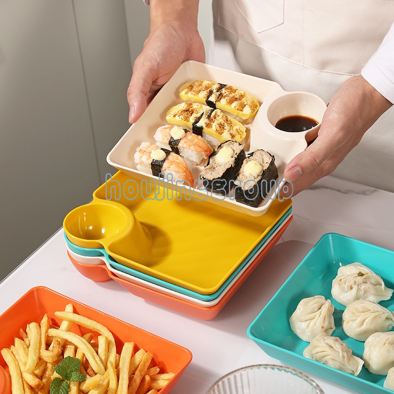 Plastic Dinner Plate Dumpling Conch Square Plates with Sauce ...