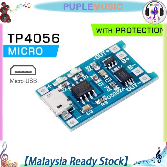 Lithium Battery Charging Board Module TP4056 18650 5V1A Micro/Type-c ...