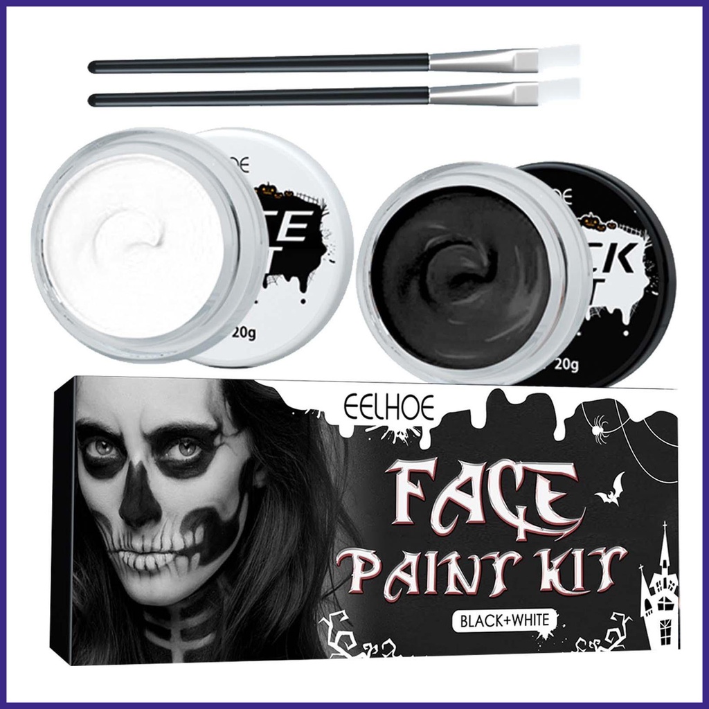 Face Body Paint Set Black and White Face Body Painting Kit Halloween