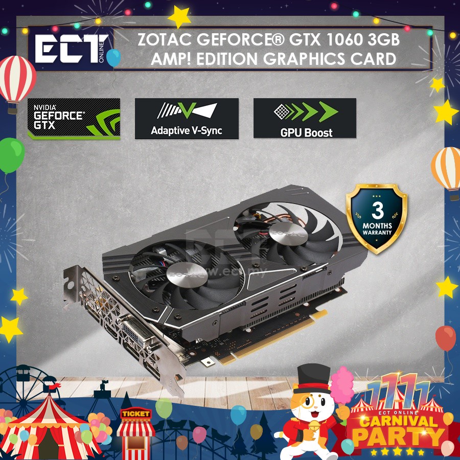 Bulk Pack) ZOTAC GeForce GTX 1060 AMP! Edition 3GB GDDR5 192-Bit