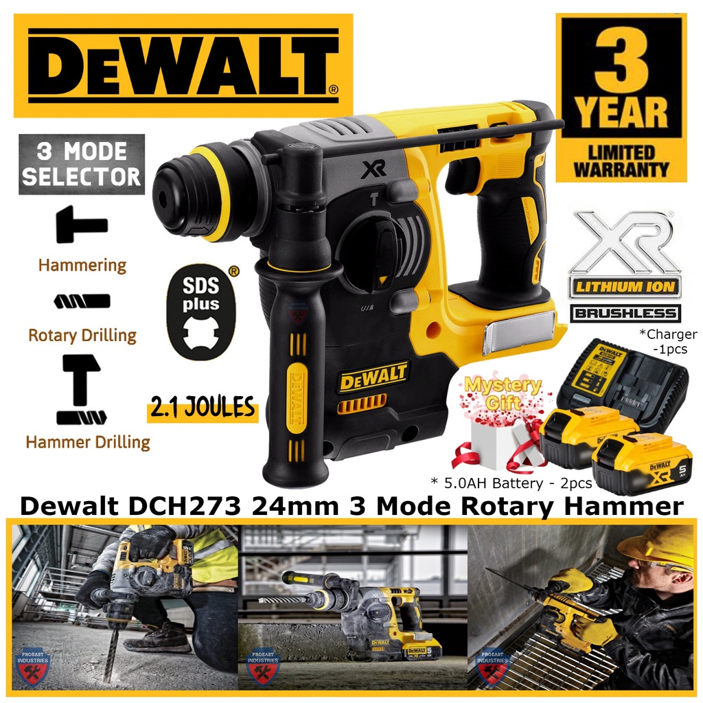 Dewalt DCH273P2GB 18/20V Brushless Cordless SDSPlus 3 Mode Rotary