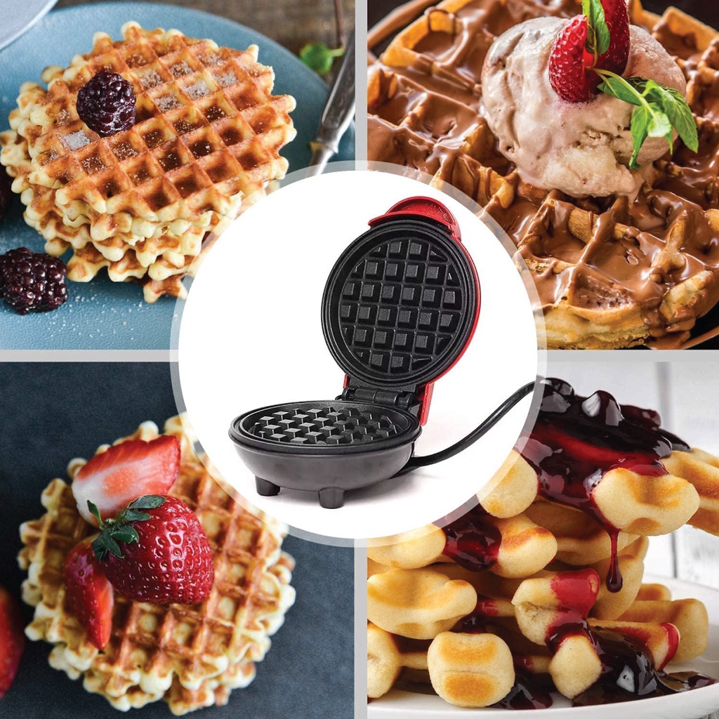 Mini Waffle Maker Pembakar Waffle Machine Ceramic Coating Waffle Mix ...