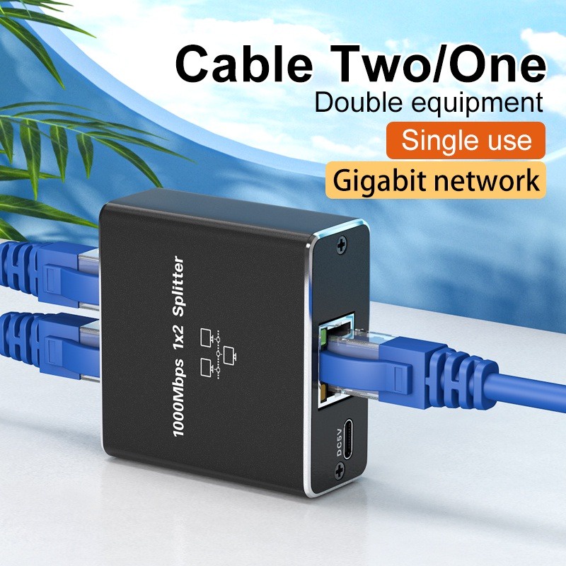 Gigabit Network Splitter Ethernet LAN Splitter for 2 PC laptop Network ...
