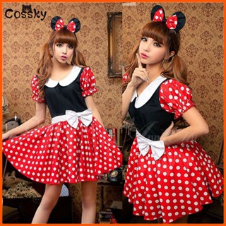 Minnie Mouse Costume For Adult Disney Mickey Minnie Dress Polka Dots Halloween Fancy Dress Headband Summer Shopee Malaysia