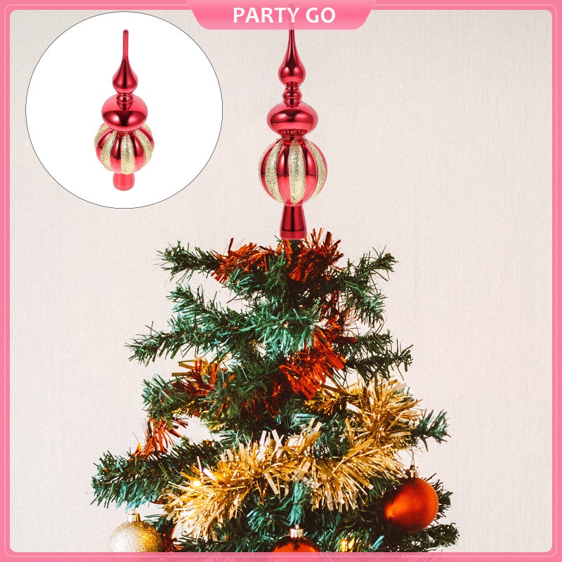 Plastic Tree Topper Spherical Xmas Treetop Ornament Flag Pole Christmas