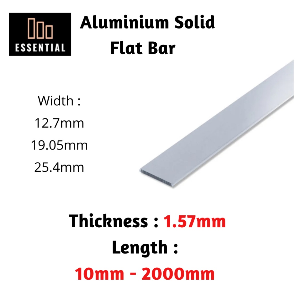 1.57mm x 1/2" 3/4" 1" Aluminium Flat Bar (Thickness 1.57mm) Customise