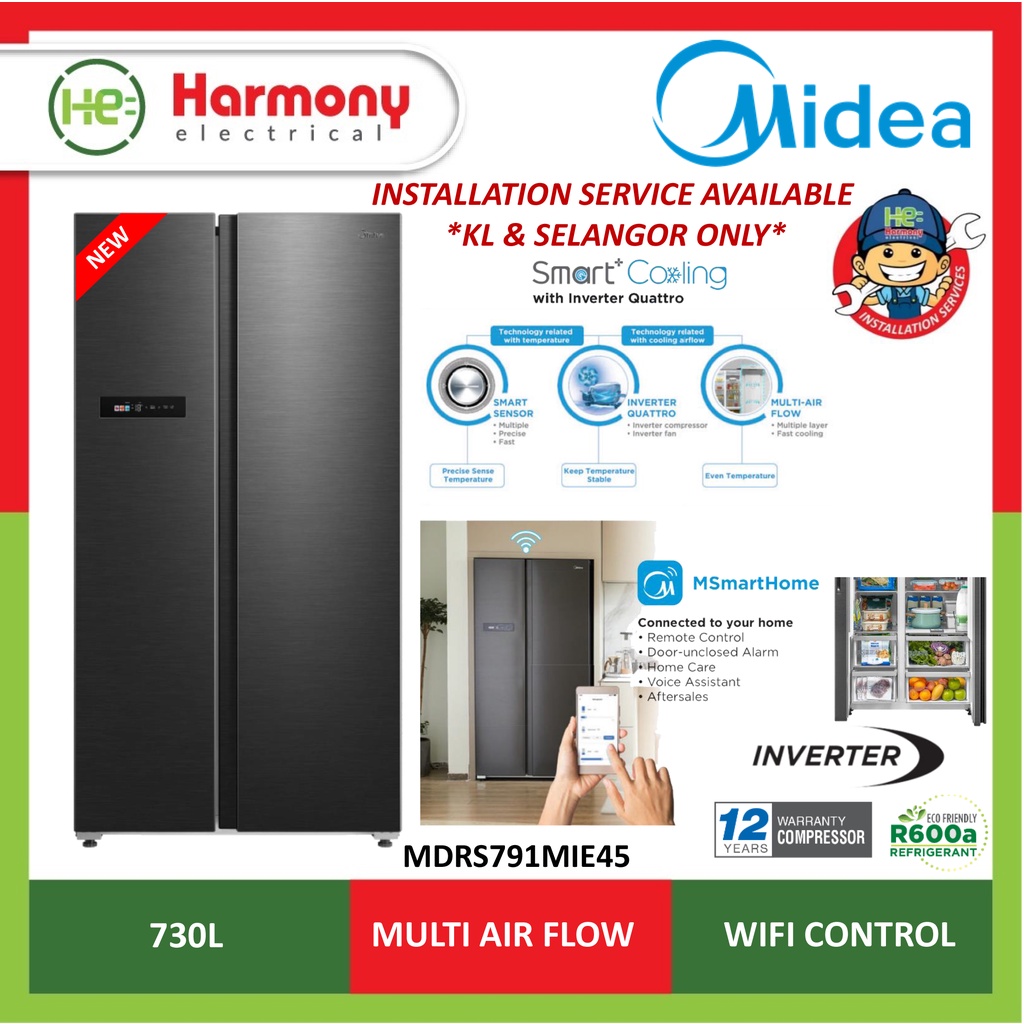 NEW (FREE DELIVERY + INSTALL KL) MIDEA 730L Side By Side Inverter