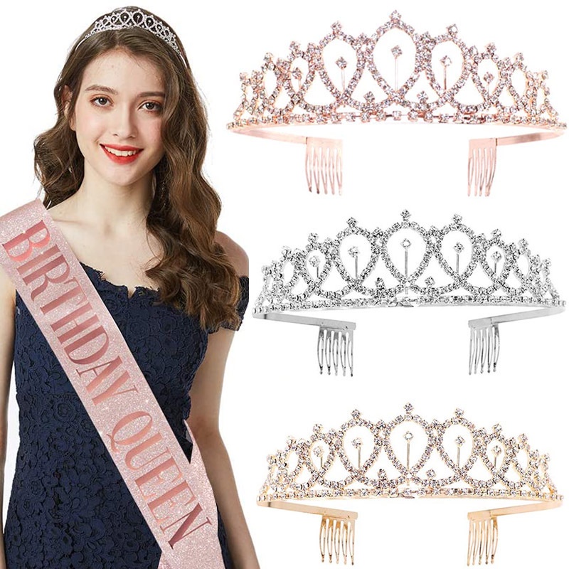 Birthday Sash Girl Princess Queen Sash & Crown Set Princess Ribbons ...