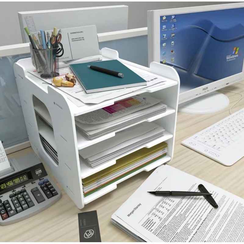 DIY File Rack Multilayer Shelf Desk Storage Desktop Box A4 Paper Book