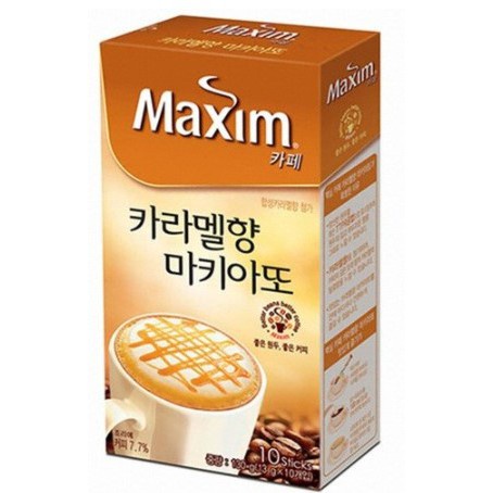 Maxim Cafe Macchiato Latte Sticks – Vanilla & Hazelnut Instant Coffee (10 Sticks)