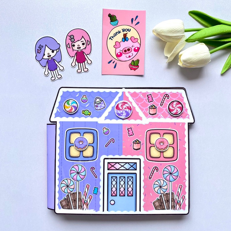 Toca Life World Quiet Book Candy Villa paper doll paper doll house ...