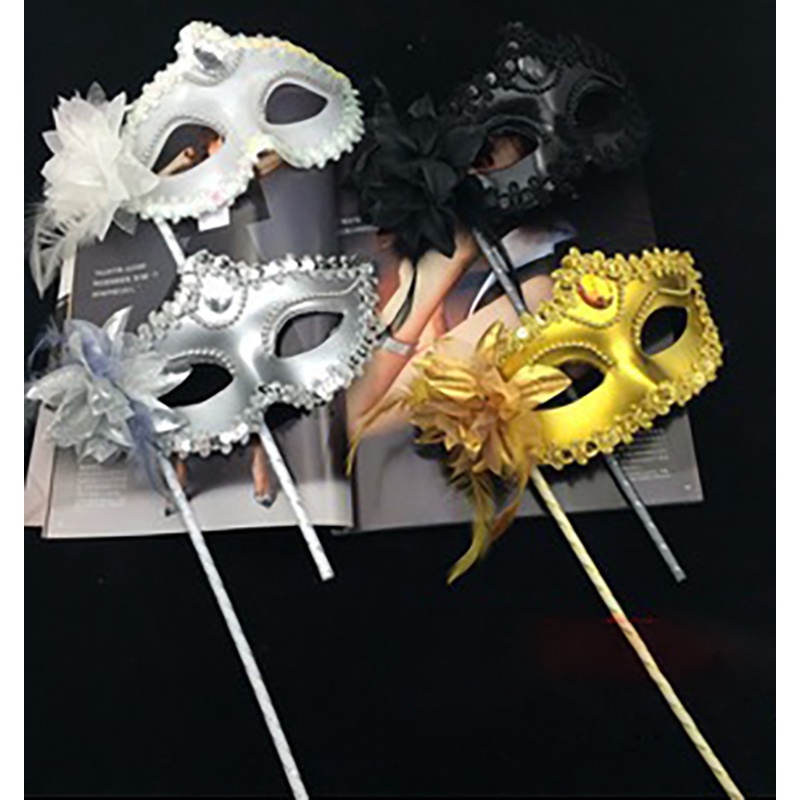 Feather Mardi Gras Masks Venetian Masquerade Mask With Holding Stick ...