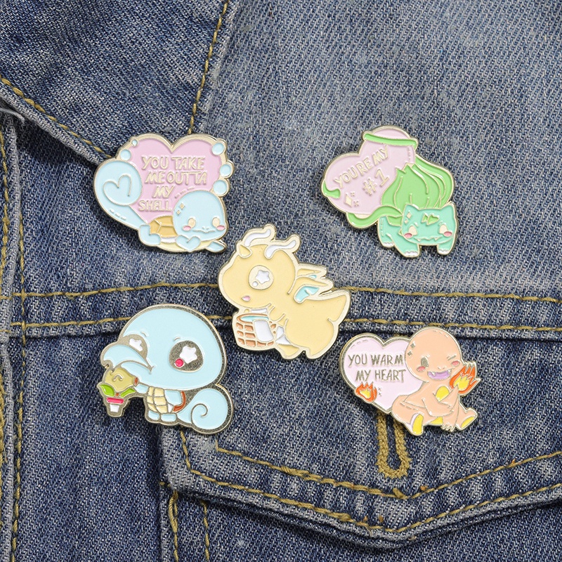 Anime Elf Enamel Pin Brooches Kawaii Cartoon Turtle Fox Pikachu Brooch ...