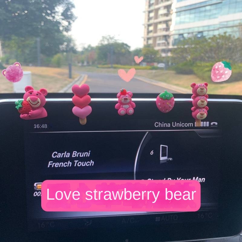Car Rearview Mirror Romantic Floret Vehicle Center Console Screen Cute Doll Puppet Personality