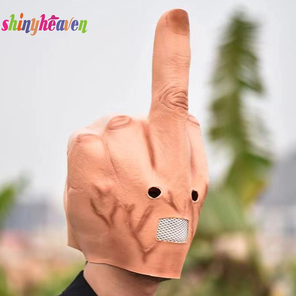 Shinyheavenmy Halloween Mask Latex Upright Middle Finger Mask Realistic Look Novelty Creepy