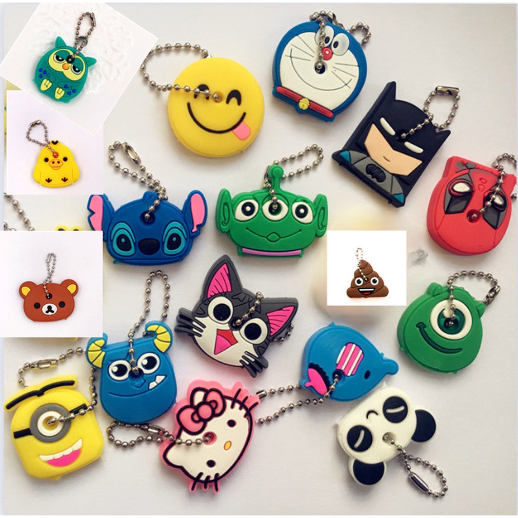 Cartoon Animal Protection Keychain, Silicone Key Cover, Dog, Cat, Dust ...