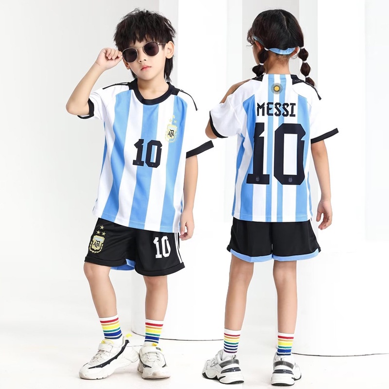 2022 Argentina No.10 Messi Jersey for Kids Summer Teenager Football