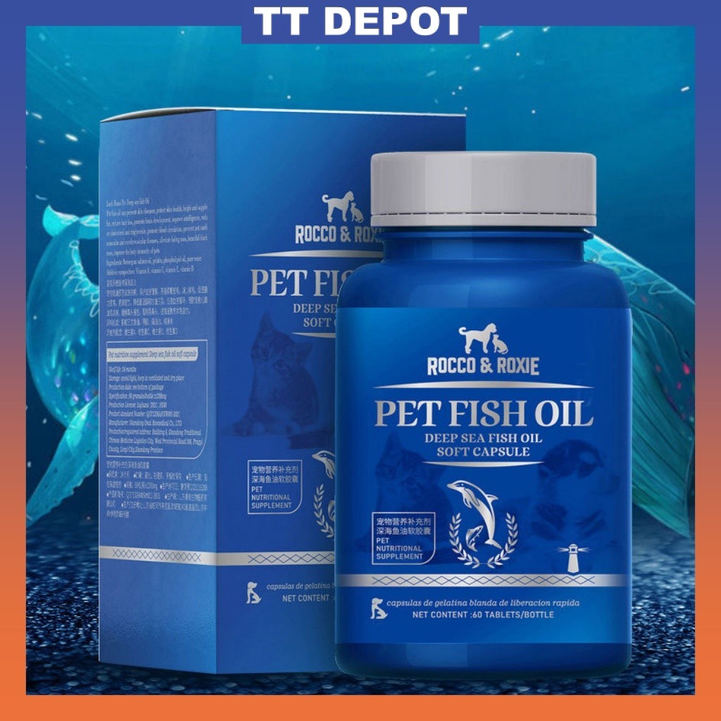 Cat and Dog Supplements Fish Oil 1200mg 60 capsules Minyak Ikan untuk kucing & anjing Supplement
