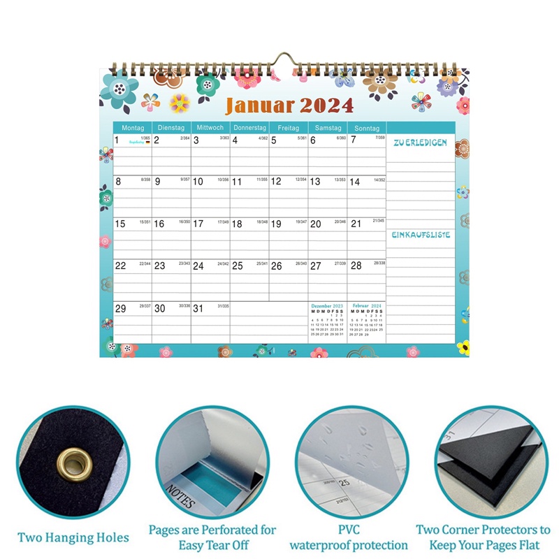Compact Family Planner 2024/2025 with 7 Columns,Wall Calendar Shopee