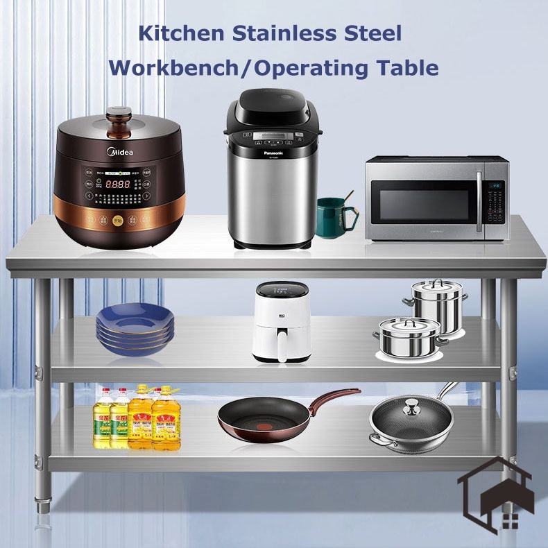 Stainless Steel Working Table Kitchen Storage Rack 2/3 Tier Working ...