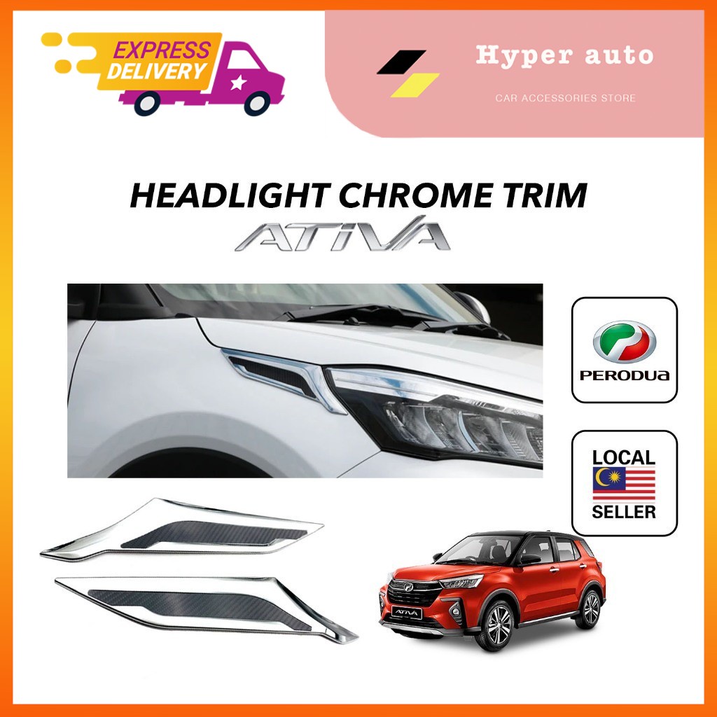 Perodua Ativa Headlight Trim Headlamp Chrome Carbon Garnish Exterior Accessories Bodykit Rocky