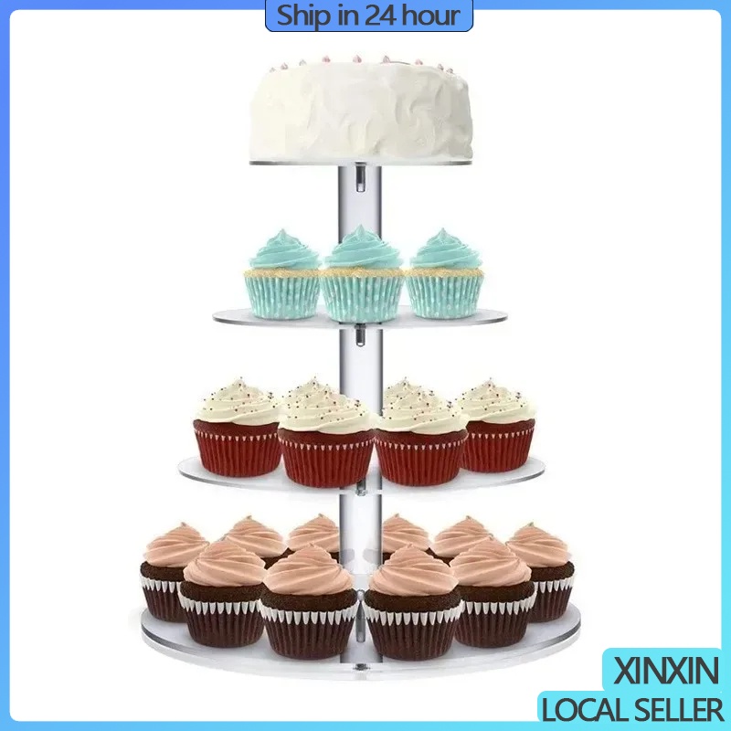 Transparent Round Tower Shaped Acrylic Cake Rack Multi-layer Display ...