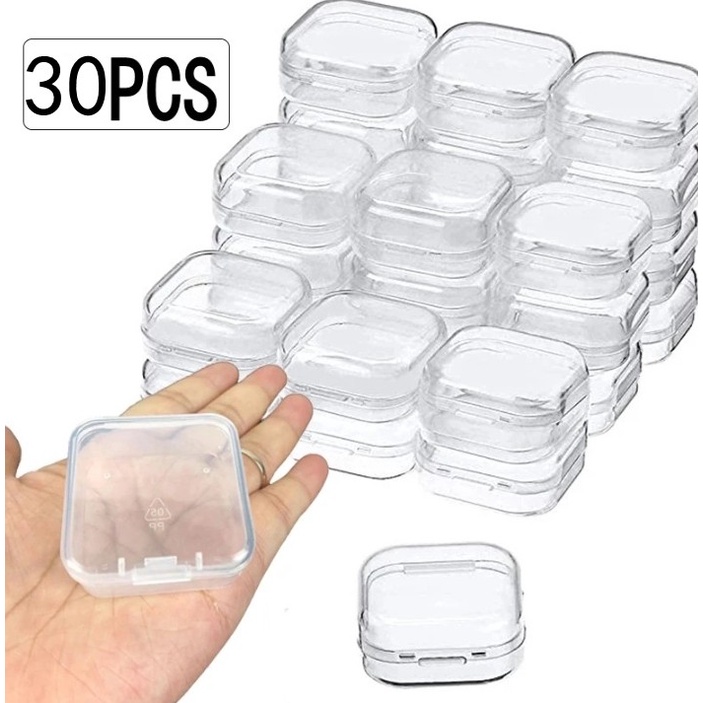 30PCS Mini Storage Box Transparent Square Plastic Box Earrings Jewelry ...