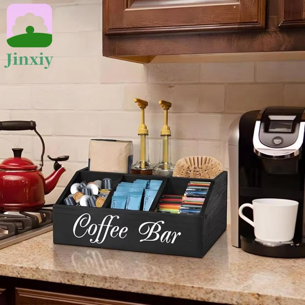 JINXIY Countertop Coffee Bar Organizer, Multi-compartment Durable ...