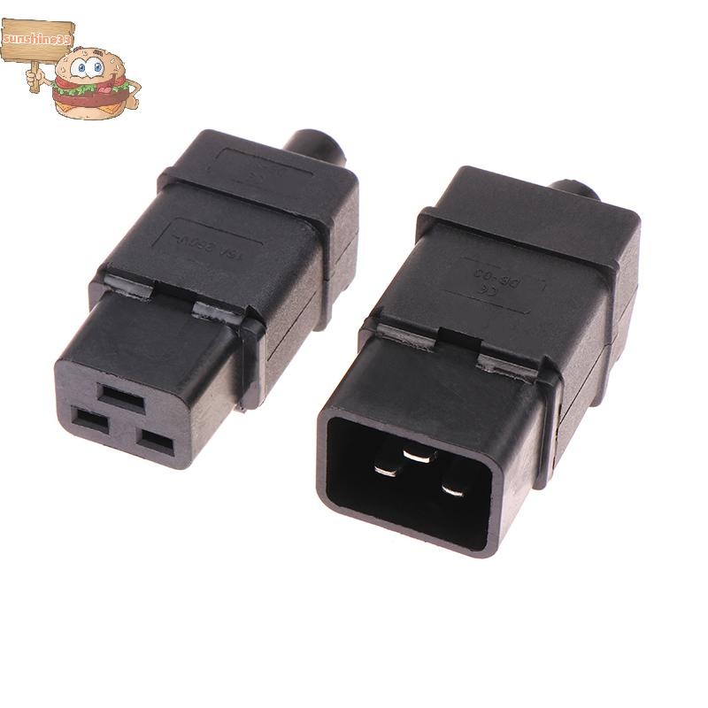 sun 16A 250V IEC320-C19 C20 Male Female Assembled Wiring Power Plug ...