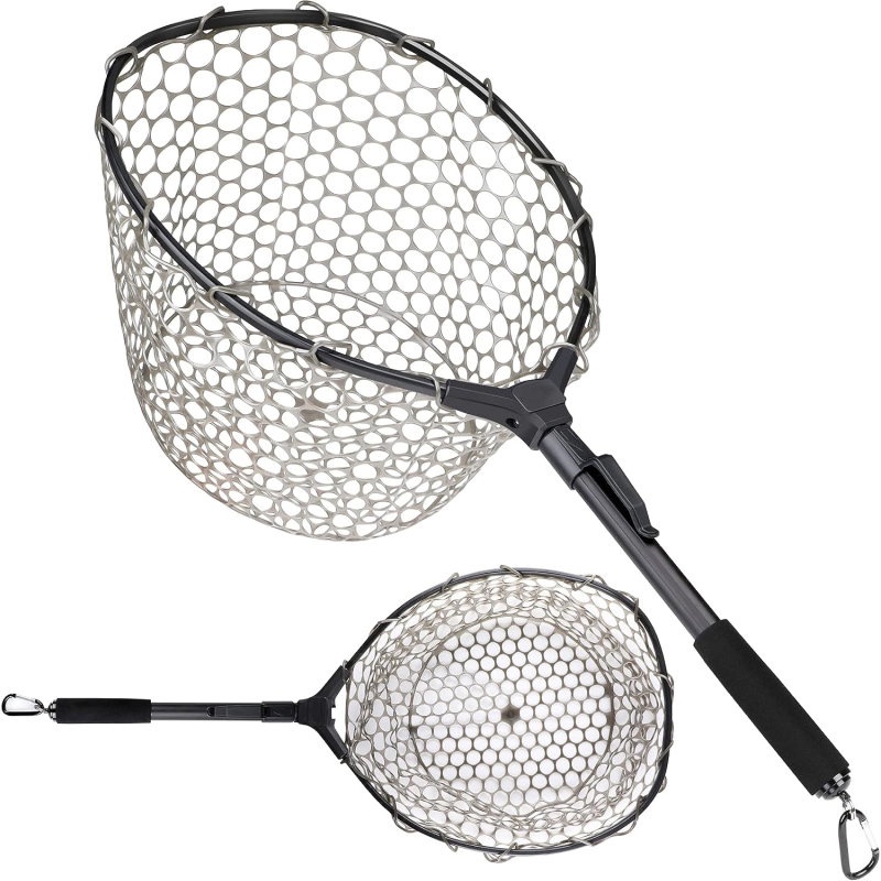 Fly Fishing Net Fish Landing Net, Trout Bass Net Soft Rubber Mesh Catch ...