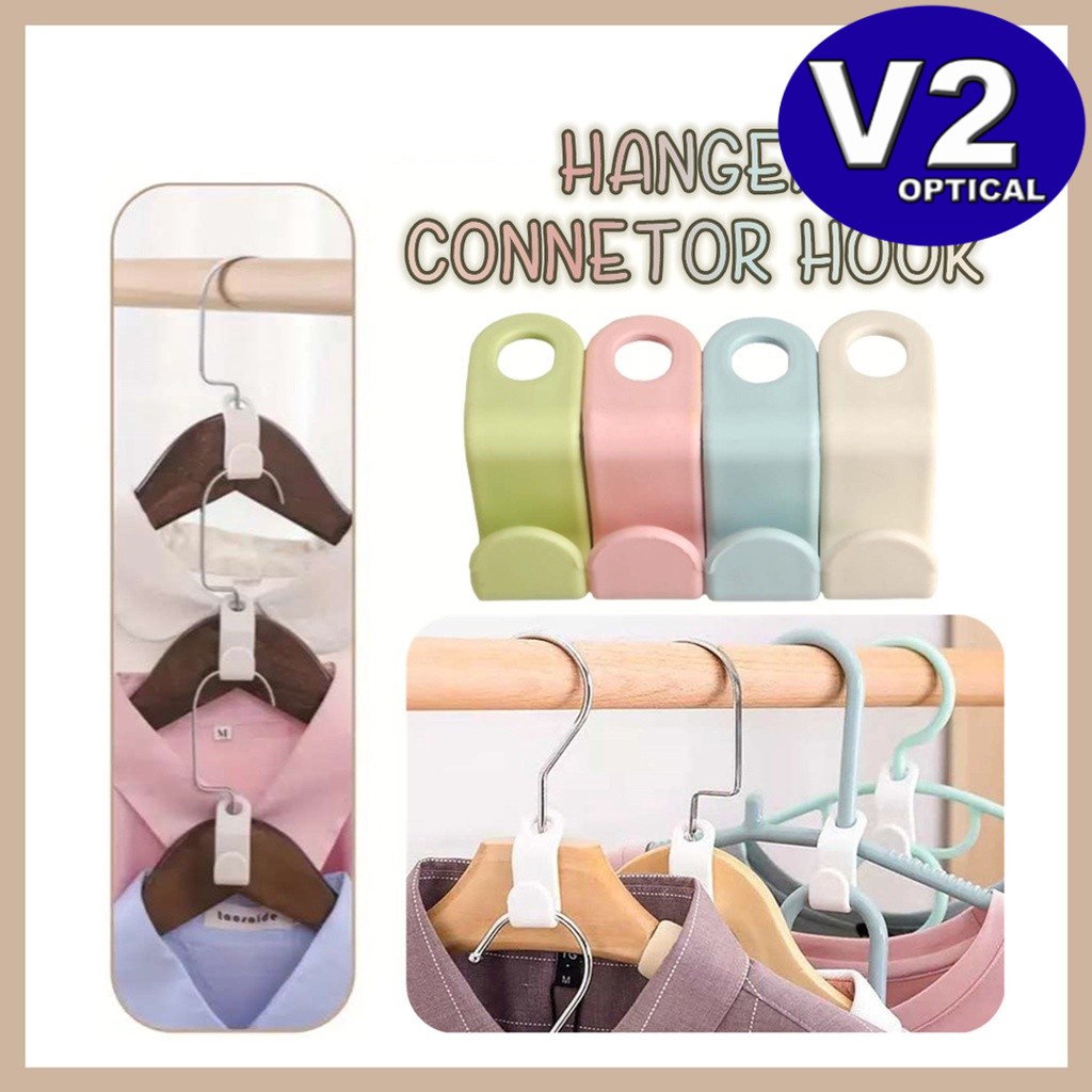 (1 pcs) Mini Hanger Connector Hooks Seamless Wardrobe Rack Holder Space ...