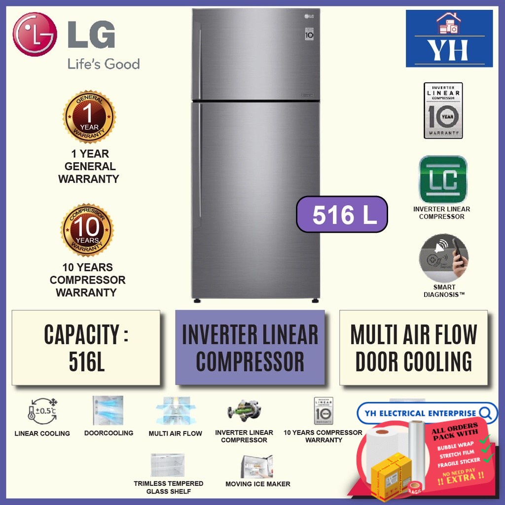LG 516L DoorCooling+ & Inverter Linear Compressor 2 Door Top Freezer