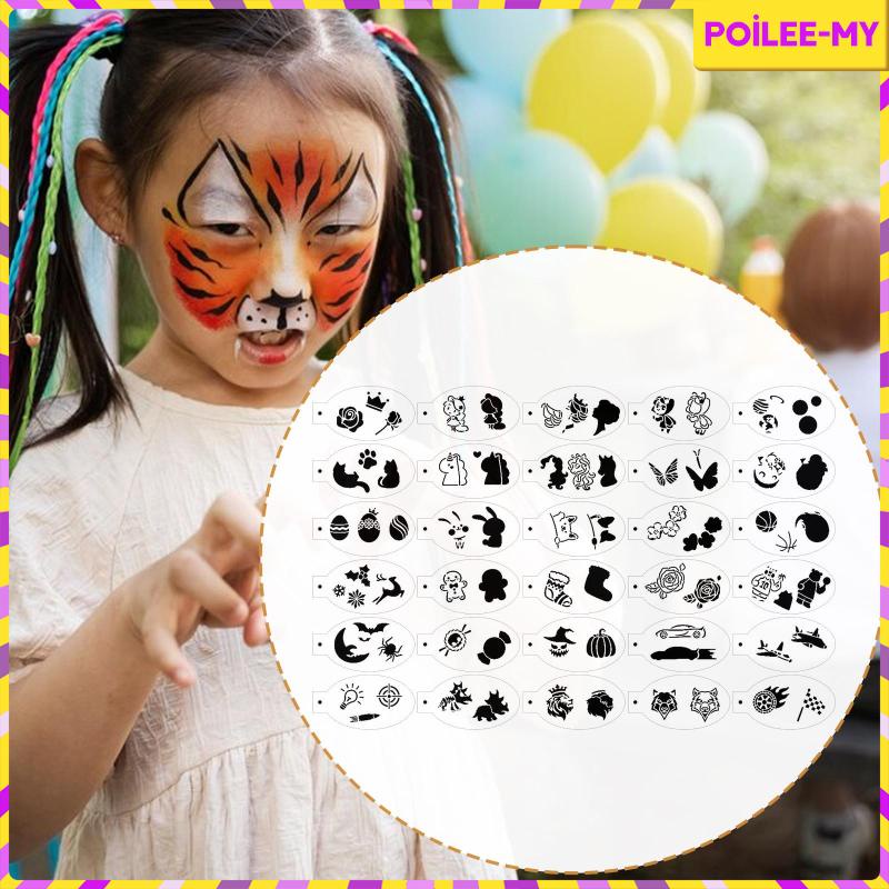 [PoileeMY] 30x Face Painting Stencils Body Paint Stencils for Kids Face