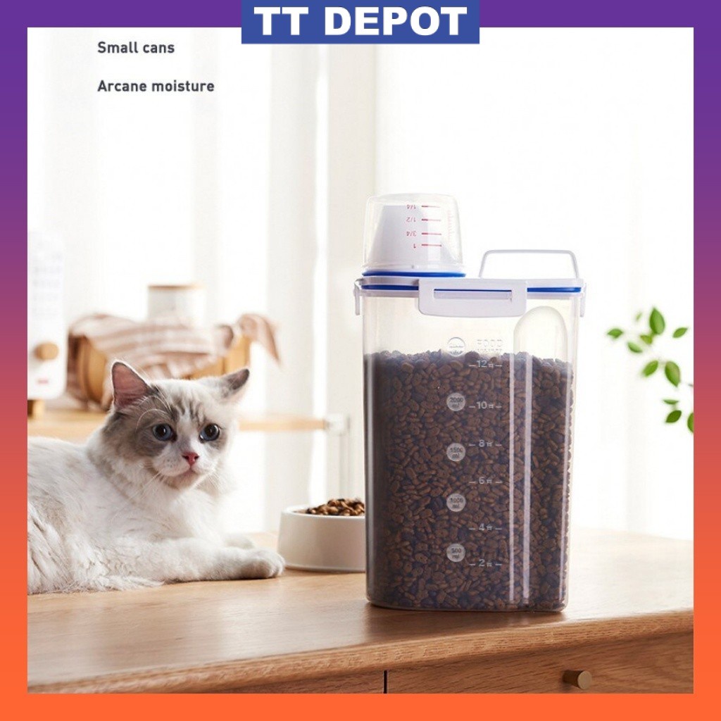 Pet Food Storage Dispenser Pet Food Container Bekas Makanan Kucing