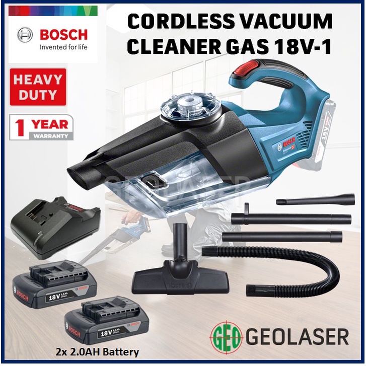 BOSCH GAS 18V1 Cordless Vacuum Cleaner With 2 x 2.0ah Battery & 1 x