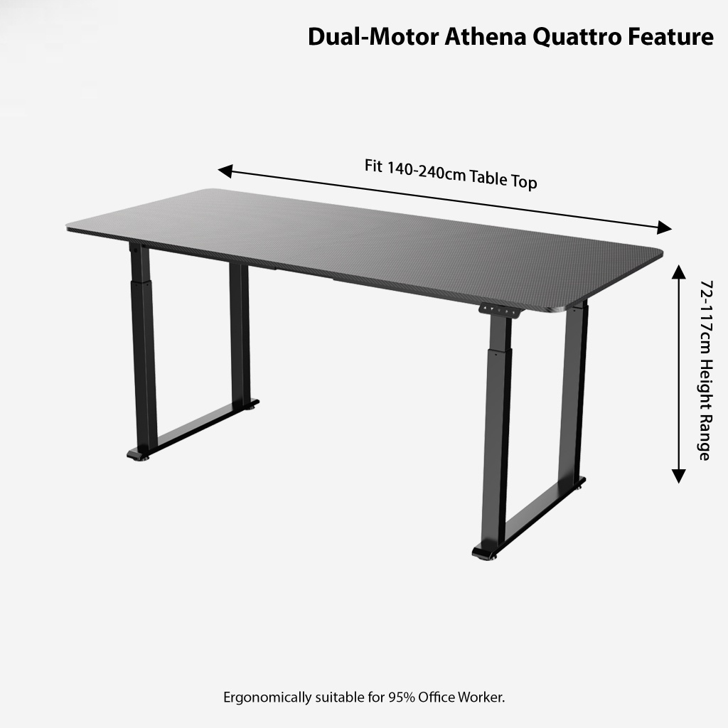 Athena Quattro Standing Desk 140CM-240CM Computer Desk PC Gamer Study ...