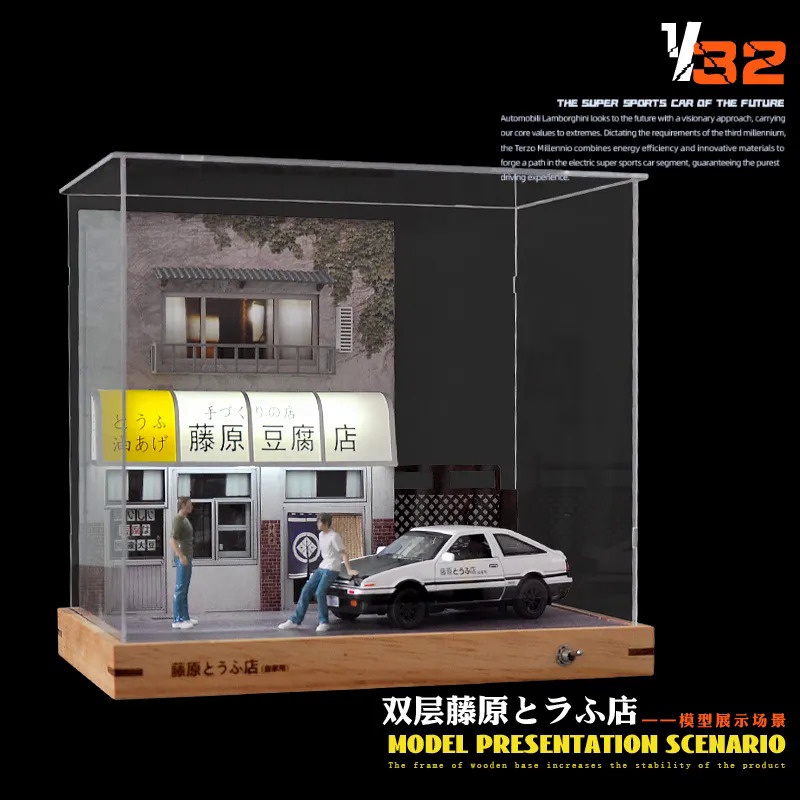 AE86 Trueno Initial d Model of a Doublelayered Tofu Shop Diorama 1/32