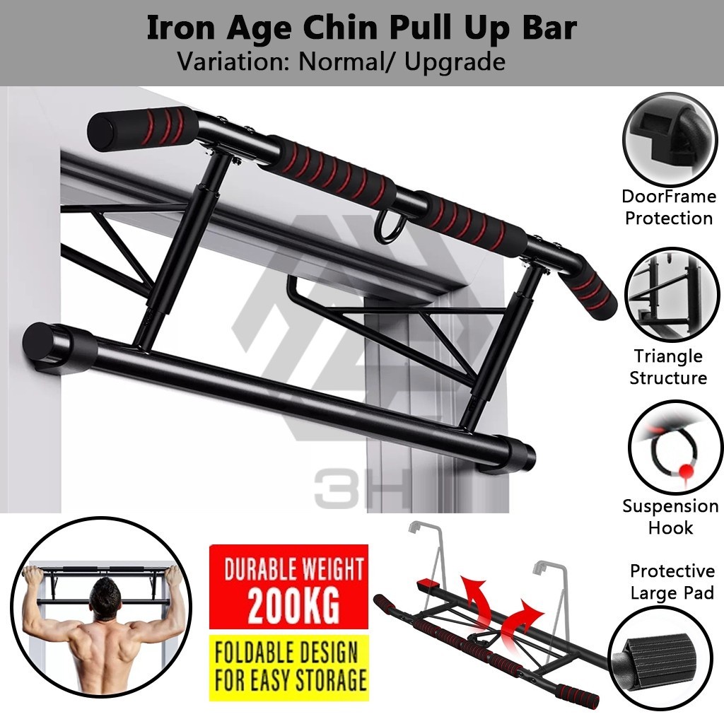 3H Fitness Iron Age Chin Pull Up Bar Doorway Upper Body Arm Workout Ultimate Door Way Shopee
