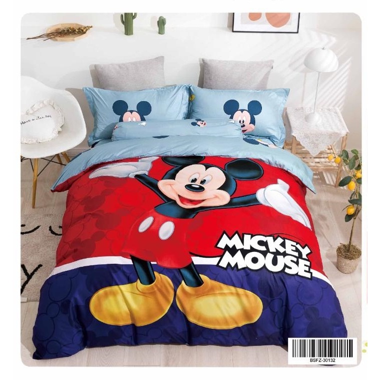 READY STOCK Hello Bobo Cartoon Mickey Mouse Comforter Set 5in1 Queen