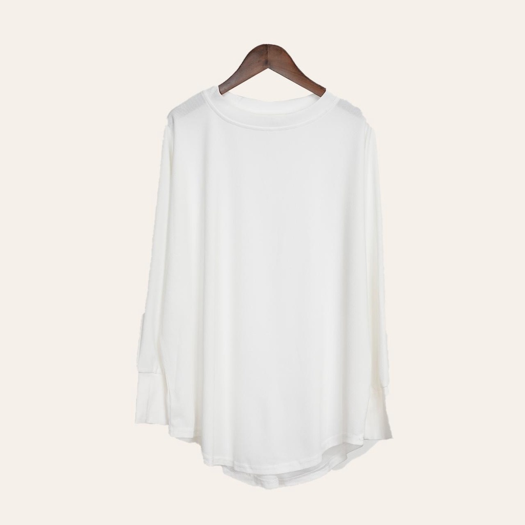 PANDAEYES WAFFLE BATWING MID-HIGH COLLAR TOP (CLO-CNSY2119BL) | Shopee ...